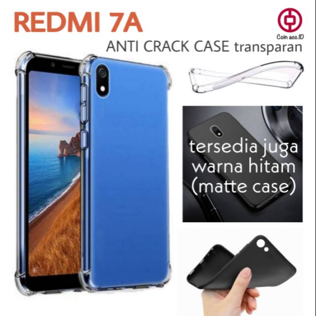 Soft case REDMI 7/7A/8A - silicon jelly case / anti crack case (bening) &amp; matte case warna (hitam)