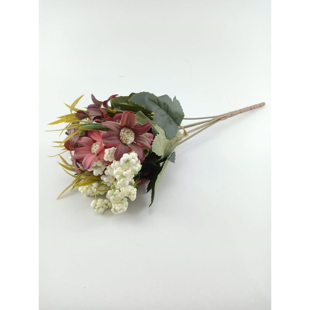 COD BUNGA KRISAN BUNGA TANGKAI PLASTIK BUNGA ARTIFISIAL BUNGA PAJANGAN BUNGA HIASAN BT9028-MERAH