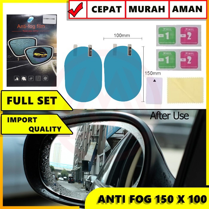 DAPAT 2pcs Sticker Spion Mobil Anti Embun 150x100MM Murah/Sticker Stiker Spion Mobil Anti Fog Anti Air Premium