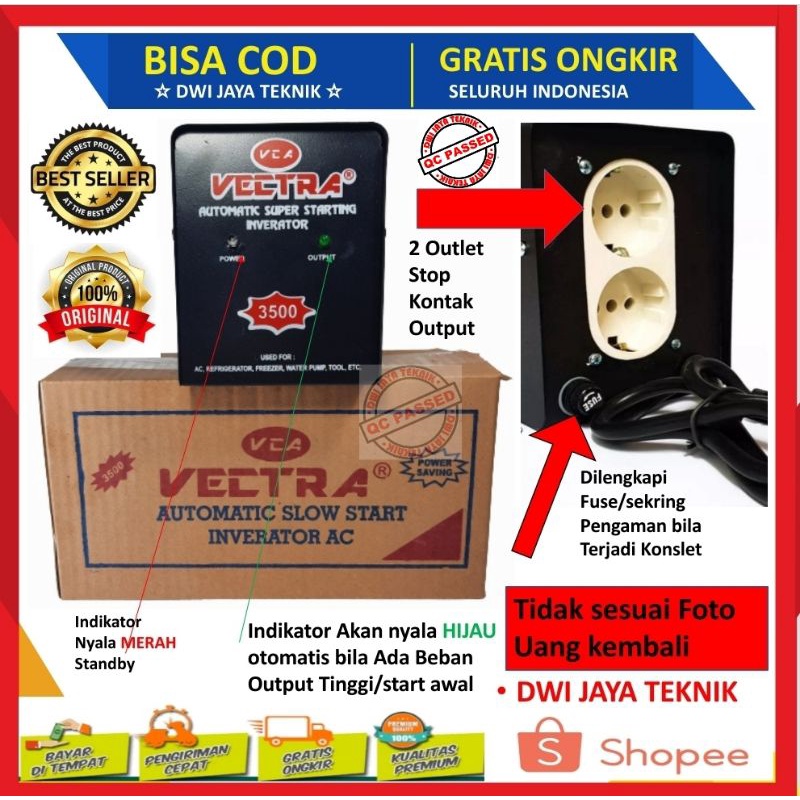 AUTO START Power starting Vectra 3500 Watt Slow Start & Soft Start Inverter Penstabil Daya