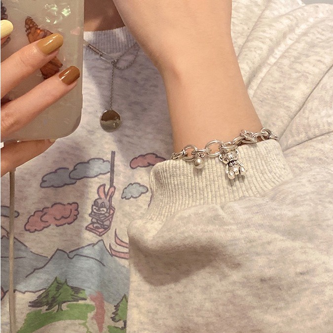 NunuLisaTan - Gelang Rantai Korean Style Bentuk Bunga Mawar Bahan Titanium Untuk Wanita Aksesoris Fashion Simple Aesthetic Kekinian