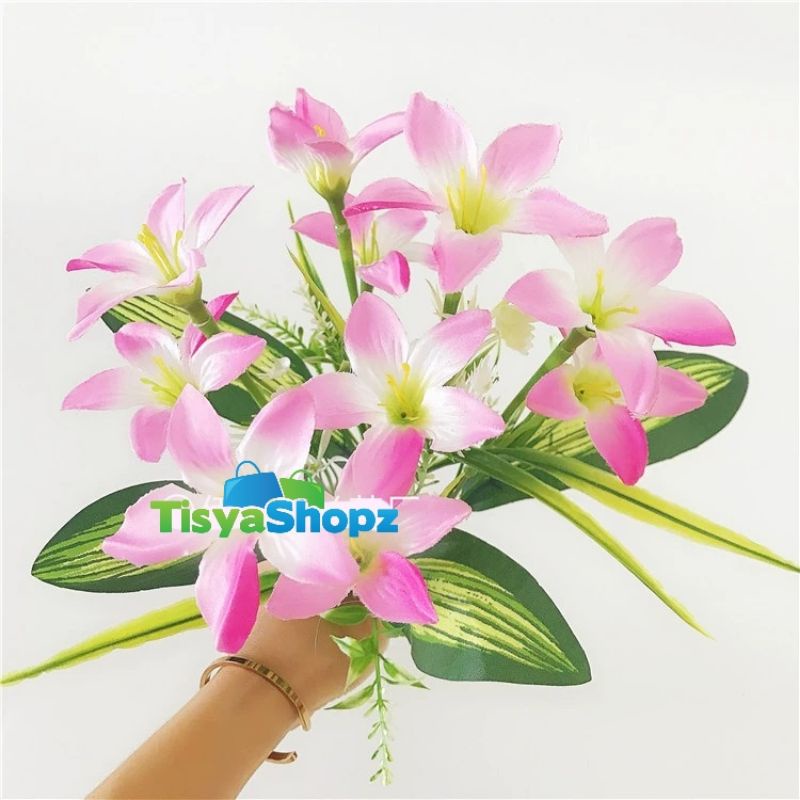WD - Bunga Lily Parfum Sutera / Dekorasi bunga lili hias 10 kuntum