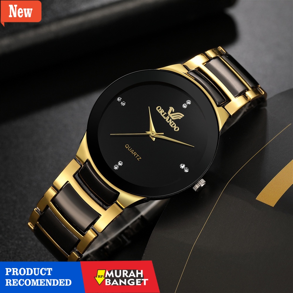Jam tangan analog pria terbaik- JAM TANGAN PRIA ORLANDO ORIGINAL RANTAI STAINLESS BRANDED PREMIUM GO