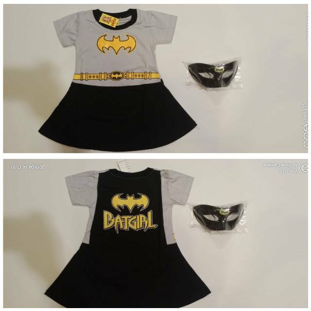 Kostum baju anak perempuan batgirl batman dress / BAJU DRESS ANAK PEREMPUAN BATGIRL BATMAN CEWEK