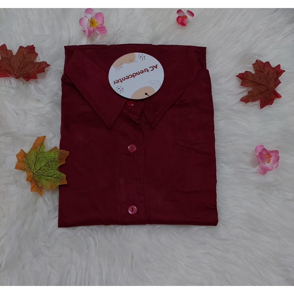Baju Kemeja Wanita | Kemeja Cewek Lengan Panjang | Kemeja Premium | Kemeja Katun Wanita-Maroon K01