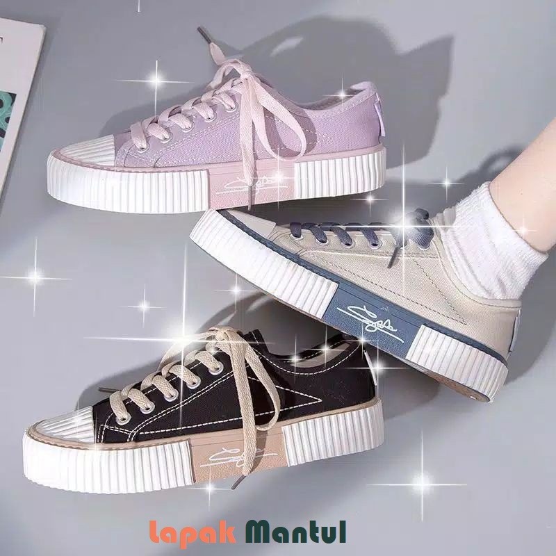 LM-0250 [ Bisa COD ] Sepatu Sneakers Canvas Wanita Original Import sytel Korea-Sepatu Canvas Wanita Import sytel Korea High Quality