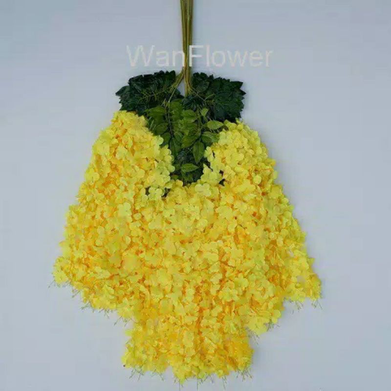 Bunga Wisteria Kuning / Bunga Plastik / Bunga Dekorasi / Bunga Hiasan Wisteria Warna Kuning