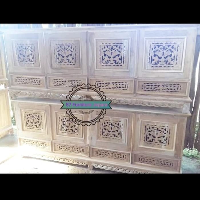 Meja Tv ukir panjang 200cm kayu jati mentahan buvet ukir minimalis