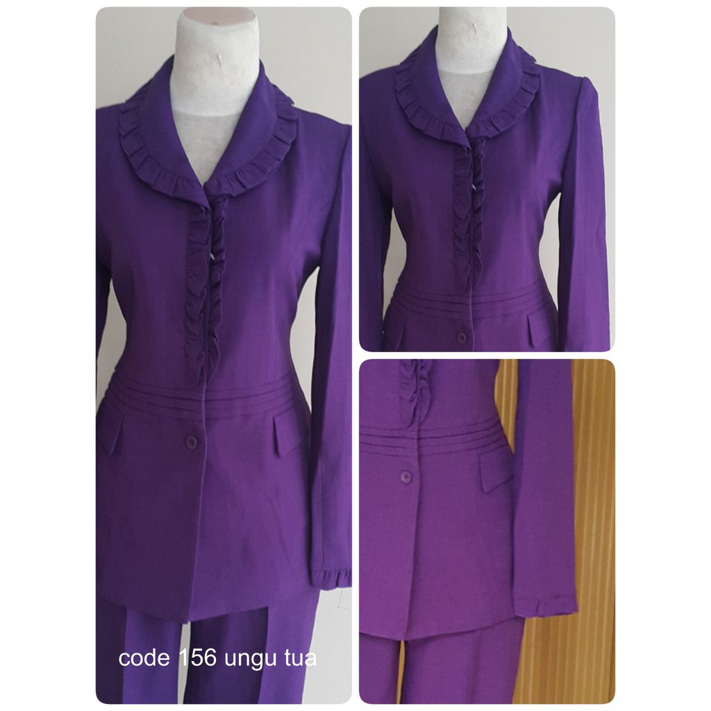 Setelan baju blazer/Exclusive blazer wanita ungu tua kode 156 & 248