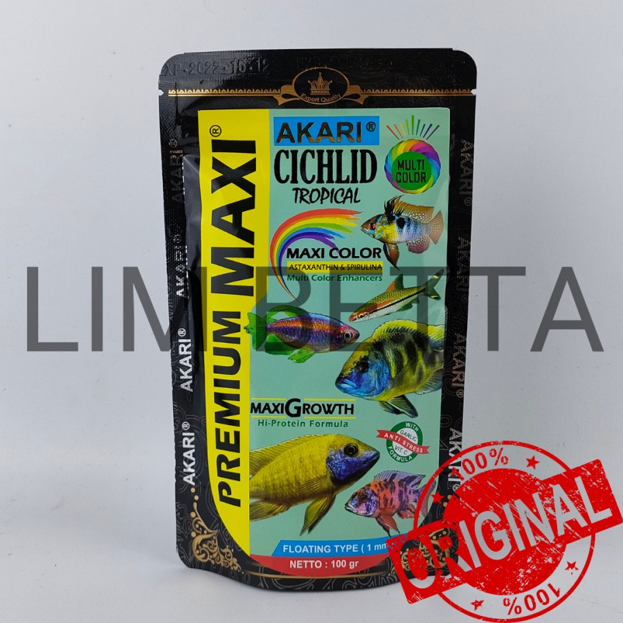 AKARI PREMIUM MAXI 100 GRAM FOR CHICLID / MAKANAN IKAN CHICLID