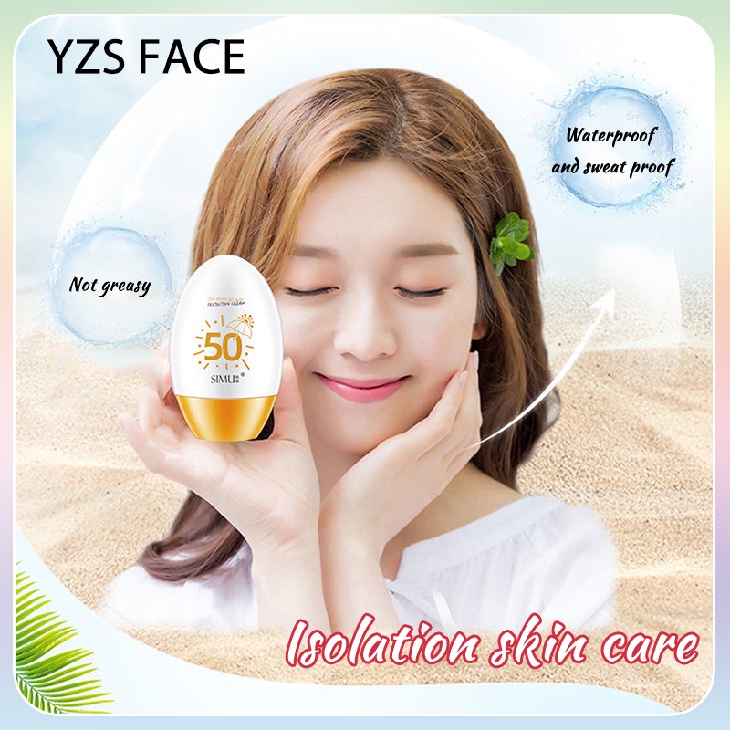 100% YZS SIMU UV Anti-UV Shield Sunscreen Tabir Surya Perisai Pemutih Pelembab Perlindungan Tinggi SPF50+++ Pelembab wanita skincare Sunblock