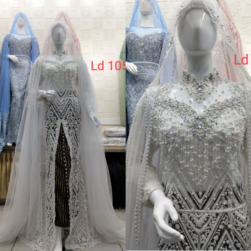 TERMURAH//KEBAYA AKAD BEREKOR JUMBO FULL PAYET MEWAH MODERN