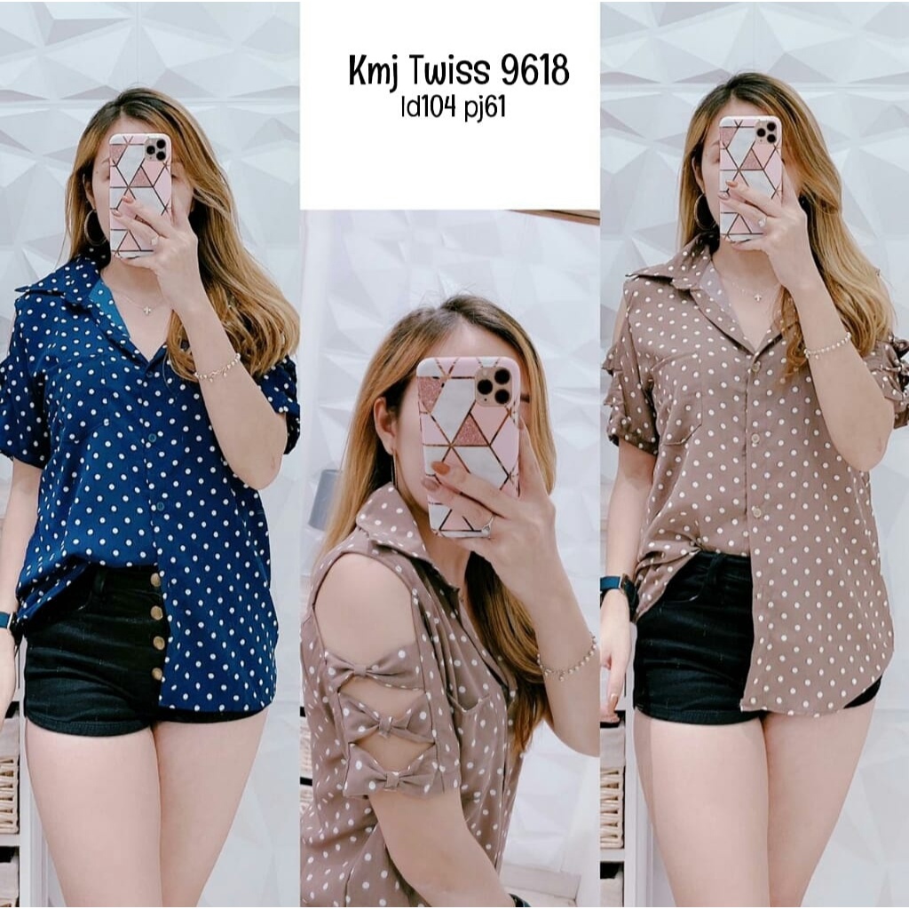 FWG - KEMEJA POLKA / KEMEJA WANITA / BAJU ATASAN WANITA TERBARU / KEMEJA / ATASAN / BAJU