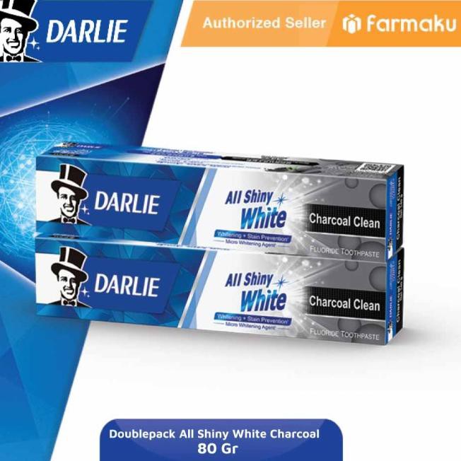 Harga Spesial-002  Twin Pack Darlie All Shiny White Charcoal Pasta Gigi 80 g