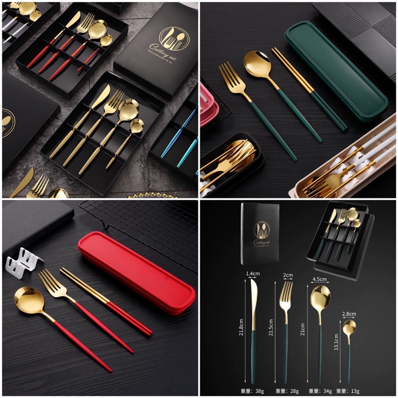 【 High Quality 】Paket Sendok Garpu Sumpit Korean Style - Sumpit Sendok Grapu Set