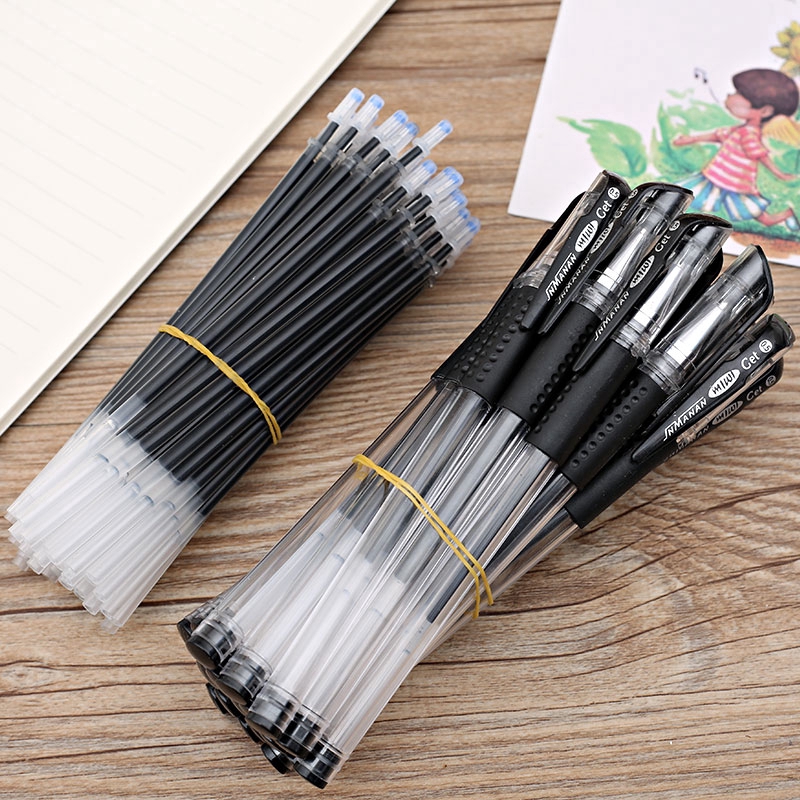 ✨Ready Stock✨Transparent Black Gel Pen 0.5mm Refill Office Supplies Signature Pen Student Stationery