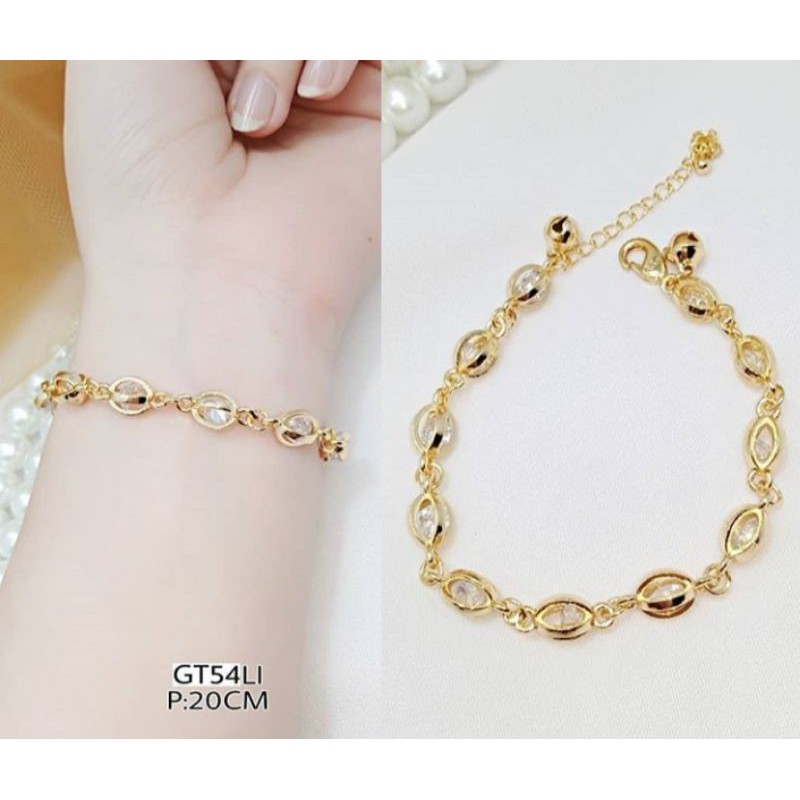 gelang tangan batu bening wanita lapis emas 24 gold aksesoris fashion wanita