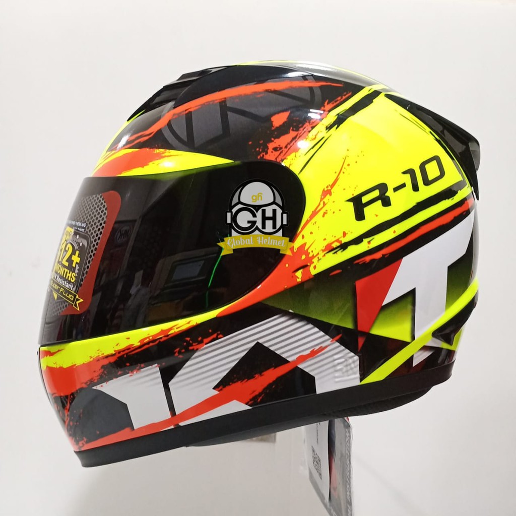 HELM KYT R10 #2 YELLOW BLACK RED FLUO R-10 #2 KYT R-10 SMOKE VISOR