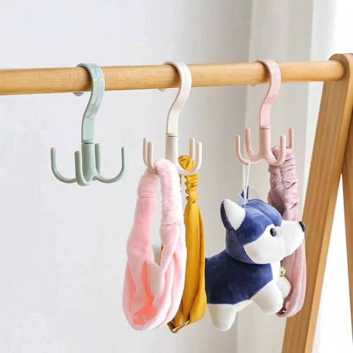 Hanger Serbaguna dengan 4 kait utk scraf,tali pinggang/Rotating hanger Gantungan Putar 360 Dasi Sepa