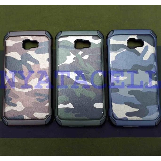 NEW CASE ARMY SAMSUNG A7 2017 A720 SOFT+HARD LEATHER ARMOR/KULIT/COVER - BIRU MILENIA