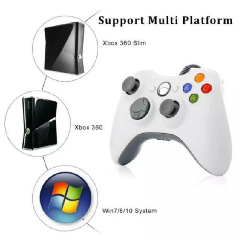 Stick XBOX 360 Wired Ori Pabrik Support Game PC win 7, 10, 11