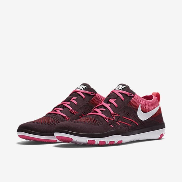Sepatu Training Wanita Nike Free Focus Flyknit Pink Original - Merah