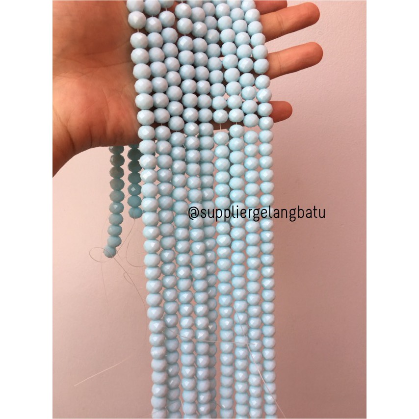 Kristal Ceko kilap 10mm BIRU LAUT aqua aksesris rondele donat payet bahan grosir supplier aksesoris