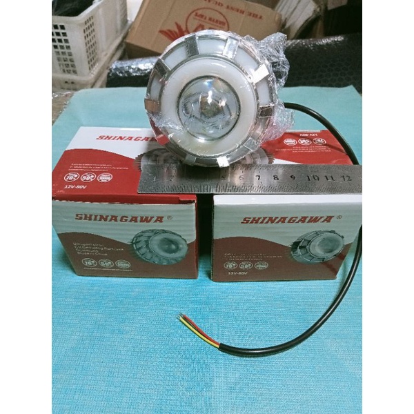 lampu depan projie LED mini bulat 2ring devil merah universal