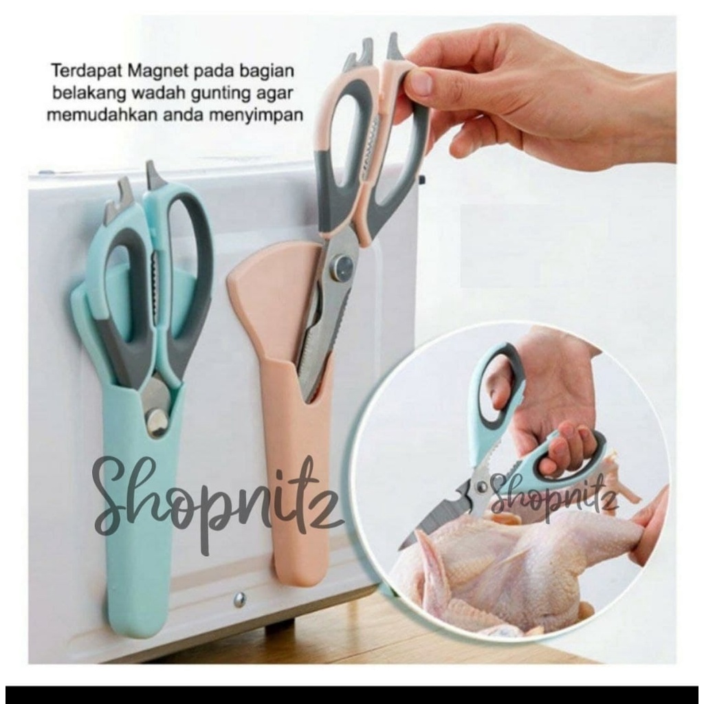 

Gunting Dapur Magnetic Serbaguna Kitchen Scissors Multifungsi 9 in 1
