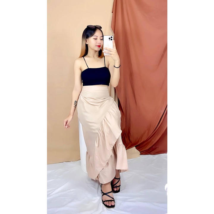 Tq88indonesia Fashion Rok Maxi Terbaru / LESLEY SKIRT / Rok Panjang Polos / Ootd / Outfit Kasual Kekinian