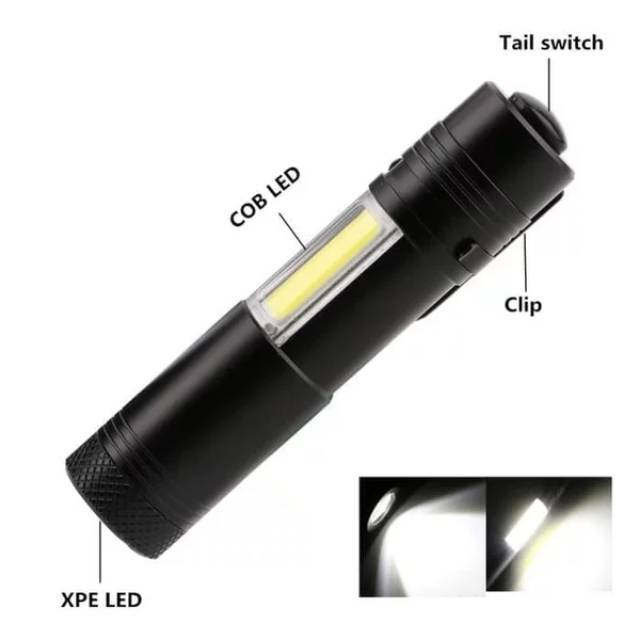 Senter Mini XPE COB Led Zoom Super Terang Swat Police Light Recharge  SWAT