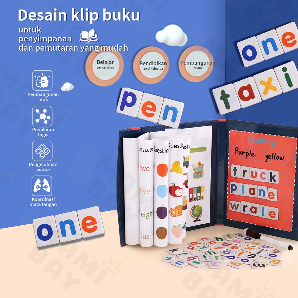 Mamibayi Buku belajar menulis dengan magnet mainan edukasi anak