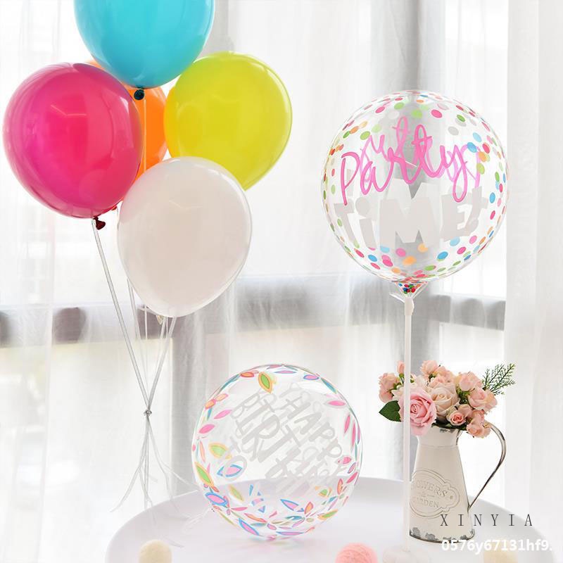 Balon Bobo Transparan Motif Print Happy Birthday Ukuran 20 Inci Untuk Dekorasi Pesta