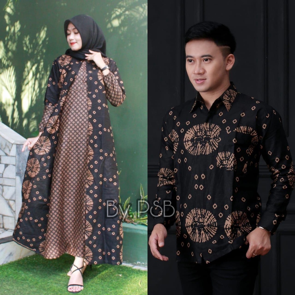 Couple gamis batik couple batik terkini couple terlaris isbybatik [ISBY BATIK]