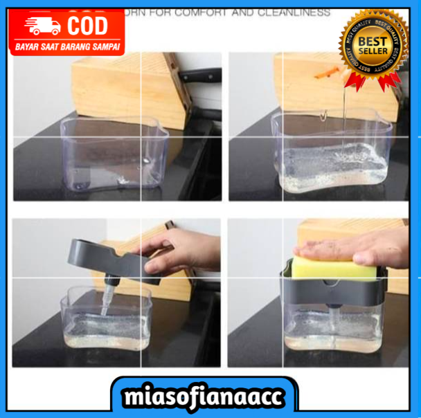 (COD) Tempat Sabun Spons Cuci Piring / Soap Pump &amp; Sponge Caddy Alat Dapur