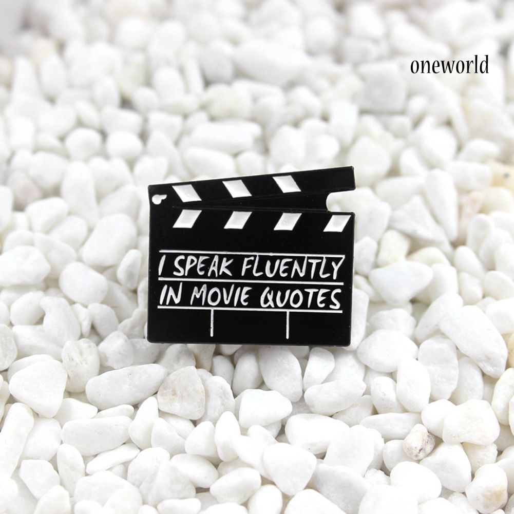 OW@ Creative Movie Clapboard Enamel Brooch Pin Unisex Denim Jacket Collar Badge