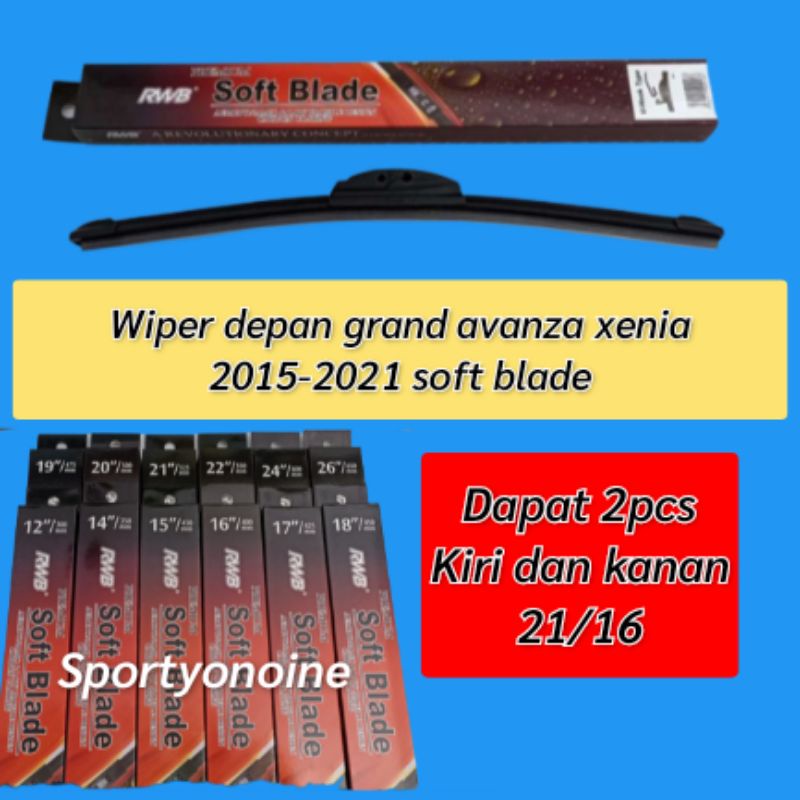 Wiper soft blade great Avanza 2015-2018 ukuran 21 dan 16