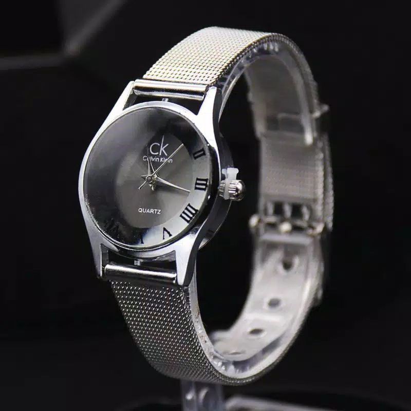 Jam tangan pasangan cauple stainless pasir roaund putih