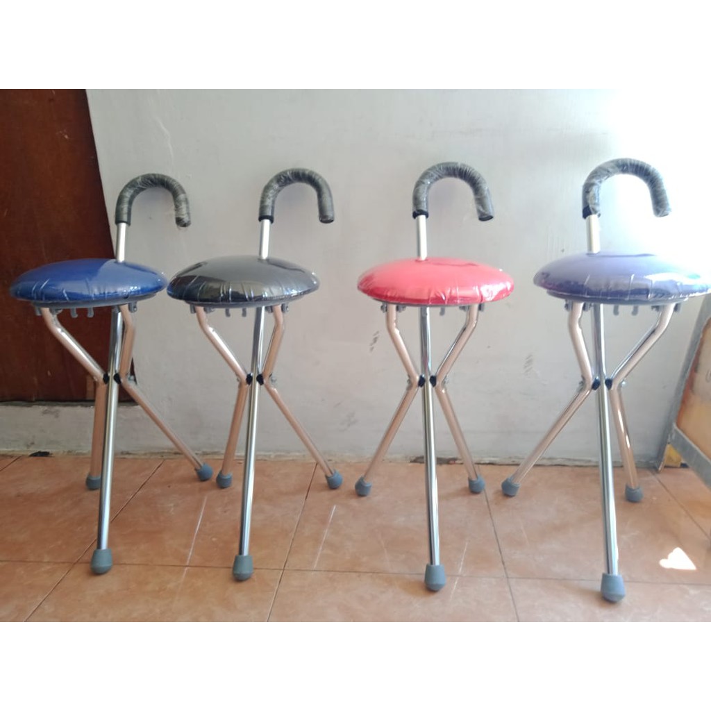 tongkat kursi tongkat busa sholat untuk lansia teken kaki 3 tongkat multifungsi + busa teken