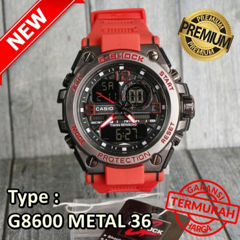 poohshops937 PROMO G-SHOCK GST-8600 Jam Tangan PRIA MERAH ELEGAN/Gshock metal GST-8600 Merah ARMY TE