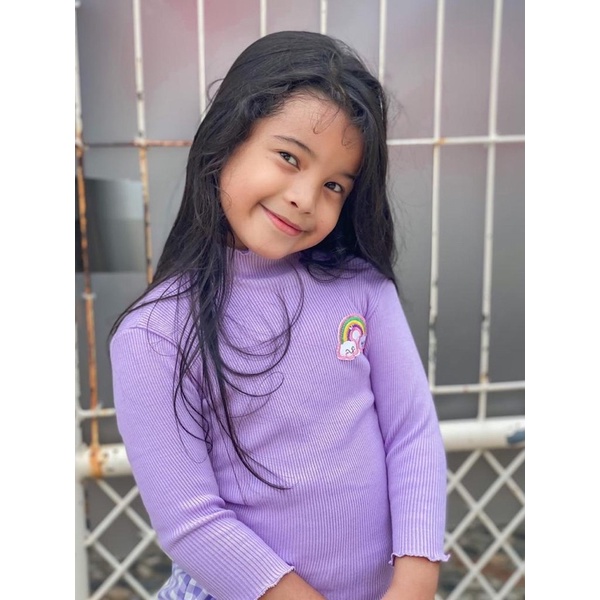 kaos knit panjang unicorn knit 2-5 tahun/ long sleeve rainbow / kaos turtleneck panjang anak