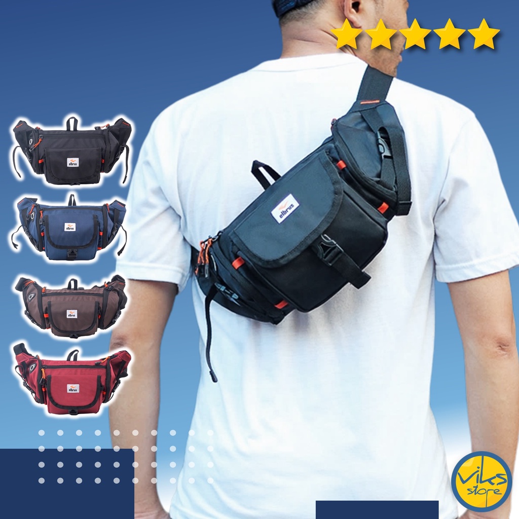 Tas Pinggang Pria Cowok Elbrus Tas Sunmori Original Selempang Waistbag Bahu Casual Premium Multifungsi Lokal Tas Bahu Slempang Size Sedang Distro Bahan Dinir Model Simpel Minimalis Murah Terbaru Ready COD