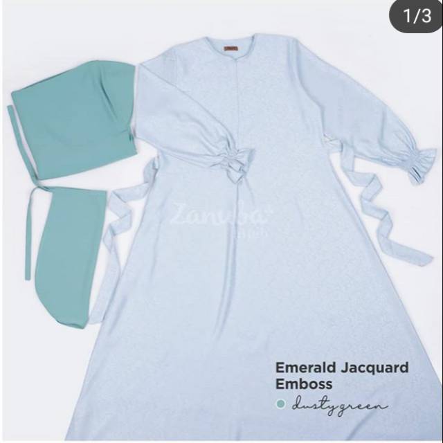 SALE Gamis set jacquard emboss zanuba hijab