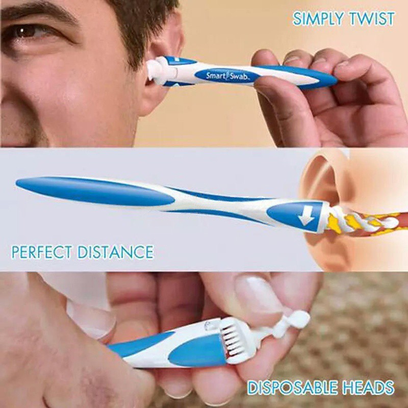 smart swab Alat Pembersih Kotoran Telinga Bentuk Spiral Bahan Lembut korek Kuping