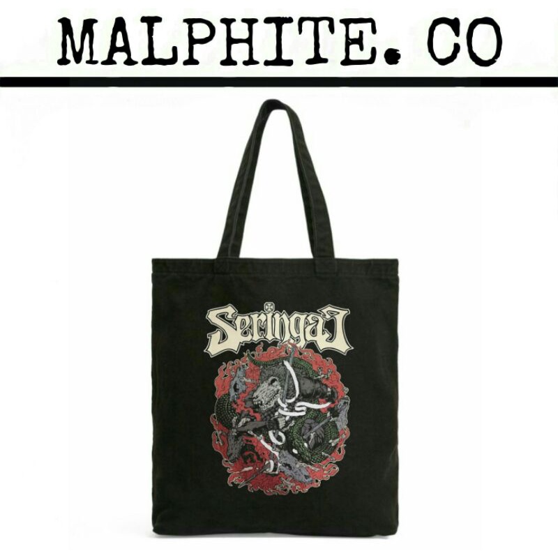 Totebag Seringai Tote Bag Motif Logo Band Metal Merch Tas Jinjing Selempang Shoulder Hand Pria Wanit
