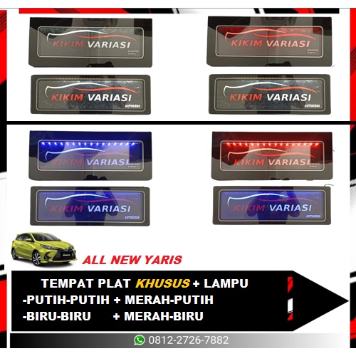 TEMPAT PLAT KHUSUS ALL NEW YARIS + LAMPU (BIRU &amp; PUTIH)