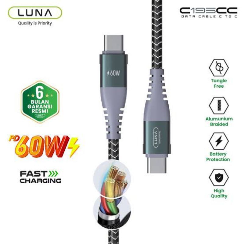 KD KABEL DATA LUNA MODEL C195CC C TO C 60W FAST CHARGING