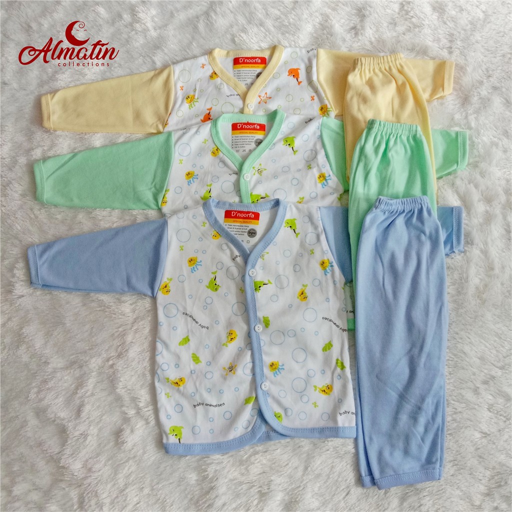 Setelan Piama Bayi Lengan Panjang-Baju Bayi Karakter Dapat 3 Stel