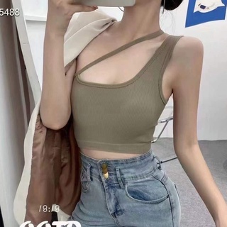 Cross Tank Top korea with Bra stylish wanita / toga padded tanktop crop import