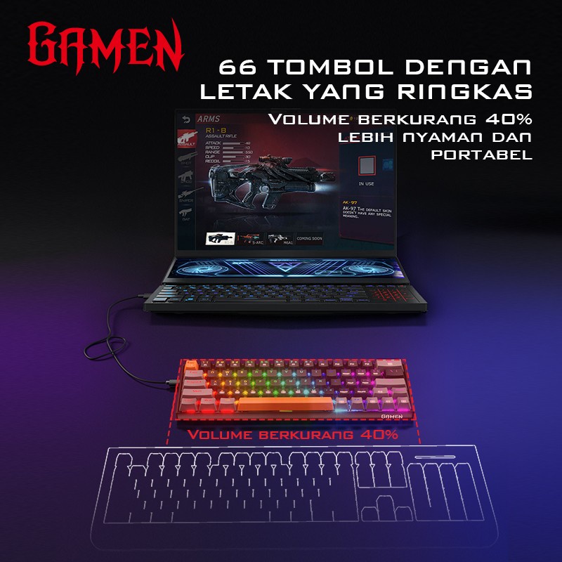 GAMEN Titan III Mechanical Switch Blue Gaming Keyboard Wired RGB Ori